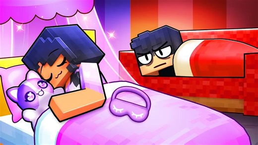 Aphmau & Aaron SLEEPOVER in Minecraft! 1856