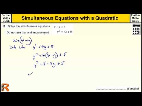 Simultaneous Equation with Quadratic GCSE Further Maths revision Exam paper practice & help