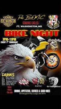 Bike Nights & Social Nights at TGI Fridays, Largo, MD the 1st Thursdays of the month from 7pm-11pm.