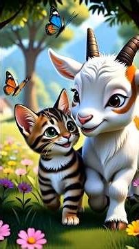 Goat and Cat Friendship | Cute Animal Friendship Story 🐐🐱 #youtubeshorts#GoatAndCat#AnimalFriendship