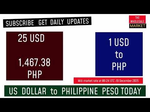US DOLLAR TO PHILIPPINE PESO FOREIGN EXCHANGE RATES TODAY USD to PHP 19 December 2025 @ 6:24 UTC