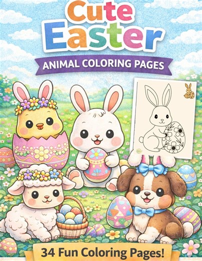 Easter Animal Coloring Pages for Kids | 34 Printable Easter Theme Sheets (digital Download) - Etsy