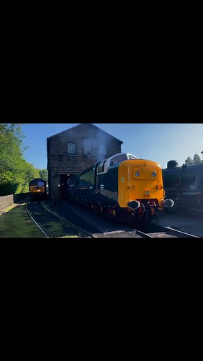 It’s a beautiful morning at Haworth on the KWVR. 55009 is being run up and tested ready for day one of the diesel gala. | The Deltic Preservation Society