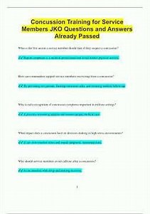 Concussion Training for Service Members JKO Questions and Answers Already Passed