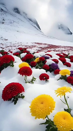 Winter Splendor: Snow-Covered Flowers and Scenic Vistas