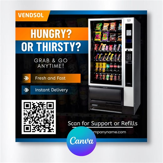 Editable Vending Machine Business Sticker Template, Customize Name, Branding, QR Code, Vending Machine Sticker Template, Vending Sticker - Etsy Canada