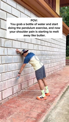 3.1M views · 10K reactions | Let your arm swing like a pendulum ️ — this simple move melts shoulder pain away like butter on a warm pan 杻. Gentle, natural, and oh-so-relieving! #shoulderpain #frozenshoulder #physicaltherapy | Physical Therapy Session | Facebook