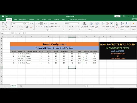 How to Create Result Card in Microsoft Excel With Formula's | By Excel and Office Expert.