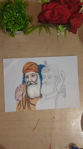 Guru Nanak Dev Ji drawing Guru Nanak Dev Ji viral video Guru Nanak Dev Ji HD short painting art ####