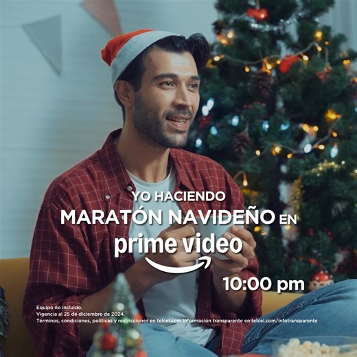 Maratonea en grande esta Navidad con un Plan Telcel Plus 3, que te da 6 meses sin costo de Amazon Prime, que incluye Prime Video, Amazon Music y Prime Gaming. | Telcel | Facebook