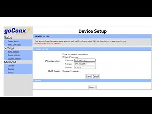 How to setup access to goCoax WF-803M MoCA 2.5 adapter web-based interface menu