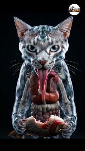 What Happens Inside a Cat When It Eats? (Transparent Body View) #viralreels #viral #viralvideo