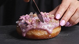 20K views · 148 reactions | Let's cut a pretty pink glitter donut! Prompt in comments  | Faux Feast | Facebook