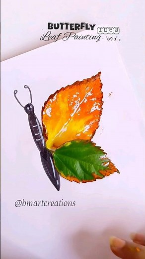 Butterfly painting with leaf 🤯🦋🍁 #shorts #painting #leafpainting #art #shortsvideo #paintingideas