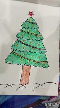 Christmas tree 2 #decoration#drawing#tree#homework#holiday#latepost#craft#shorts#ytshorts#shorts😍😍