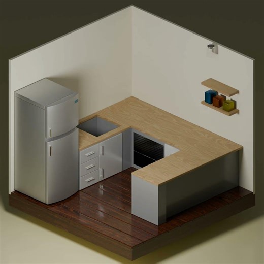 Watch This Empty Kitchen Build Itself 🏡✨ | Isometric 3D Animation