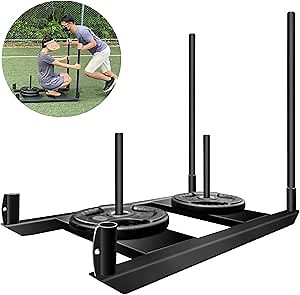 Dolibest Weight Sled, Fitness Sled, Workout Sled for Fitness Strength Training and Speed Improvement, Push-Pull Prowler Training, Suitable for 1-2" Weight Plates, Black