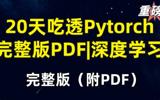 20天吃透Pytorch完整版！深度学习初学者附PDF！