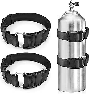 2Pack Scuba Tank Holder, Universal Dive BCD Tank Cylinder Adjustable Band Webbing Belt Strap with ABS Cam Buckles and Anti-Slip Pad for Underwater Diving/Snorkeling/Freediving