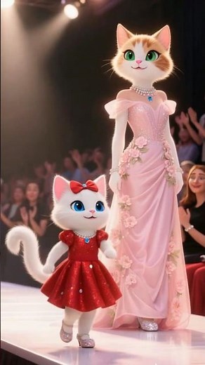 Adorable Kitten Models Like a Pro With Her Mom! #cat #kitten #trendingshorts #catlovers