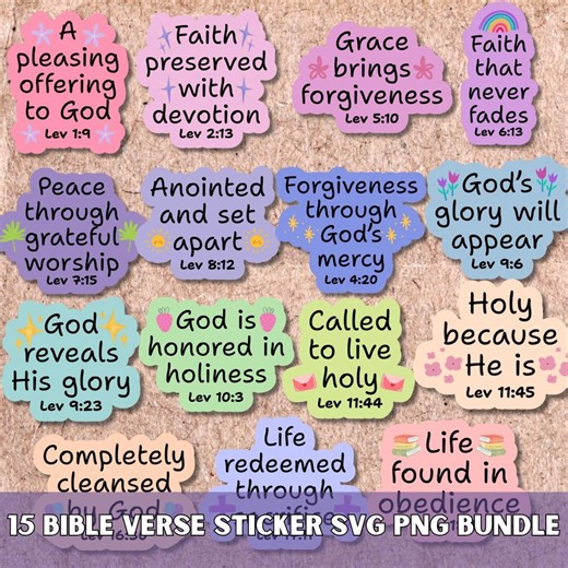 Scripture Stickers SVG PNG Bundle, Leviticus, Printable Bible Verse Decal, Christian Quotes for Journaling - Etsy