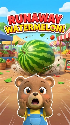 Cubby and the Runaway Watermelon! 🍉🐻 | Funny Kids Cartoon #Shorts