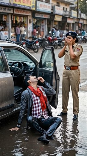 “Car Me Pani Ka Flood 😱💧🚗”#water#funnyshorts#viralshorts#policechecking#comedyvideo 💧🔥
