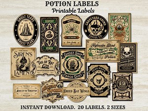 Potion Labels Digital,potion Labels Printable,wizard Potion Labels,magic Potion Labels, Potion Bottle Labels, Vintage Potion Labels - Etsy