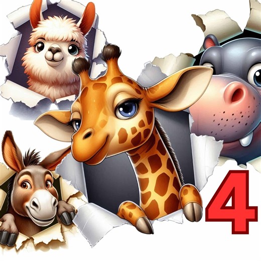 Funny Animal Car Stickers (4 Pieces) – Waterproof for Windows & Laptops | Outstanding Sticker Set | Peeking Animals Gift for Drivers - Etsy