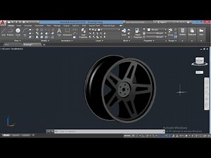 5 spoke slotted alloy wheel in AutoCad