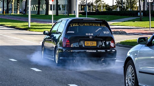 Toyota Glanza V turbo goes too hard with smoke on the road
