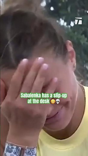OOPS: Sabalenka’s slip-up at the desk 🤣 #tennis #blooper