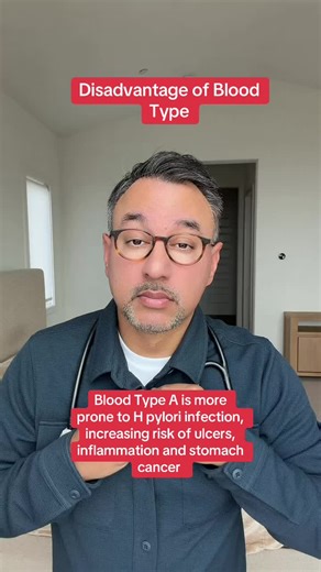 Theory is that blood type A stomach lining have different antigens that make it easier for H pylori to attach and cause infection #blood #medical