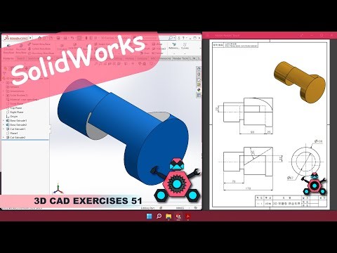 SolidWorks | 3D CAD EXERCISES 51 | StudyCadCam | Solution Tutorial |