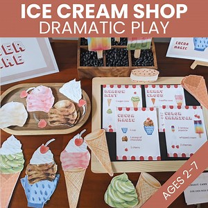 Ice Cream Shop Dramatic Play Printable, Restaurant Pretend Play Gift Creative Toy, Summer Activity for Preschool, Visual Recipe Kid Cafe PDF - Etsy