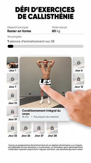 Atteindre vos objectifs facilement 💪 ✅ Stimuler la force musculaire et l'endurance ✅ Augmenter la flexibilité ✅ Améliorer l'équilibre et la posture ✅ entraîner une diminution des douleurs articulaires Passez un test et obtenez un plan d'entraînement personnalisé maintenant! 👇 | 28 Day Challenge Better you