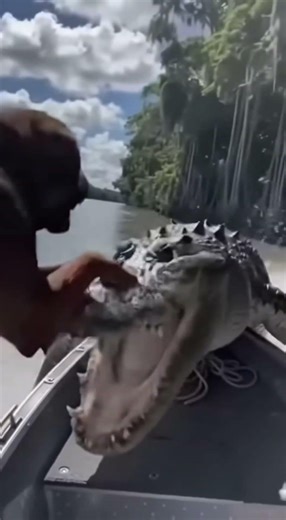 Viral Boat Chaos: Giant Crocodile vs Dog💀