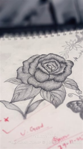 Beautiful Rose Drawing | Easy & Aesthetic Flower Art.