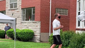 Sportscaster Brian McKenna, who has battled cancer for a long time, got a whopping check today from friends. He had no idea it was coming. Over 500 cars drove by his his house to show support. The story at 10 tonite on KSDK. | Frank Cusumano