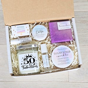 50th Birthday Spa Inspired Gift Box: Fifty and Fabulous Milestone Birthday Gift, Milestone Birthdays - Etsy