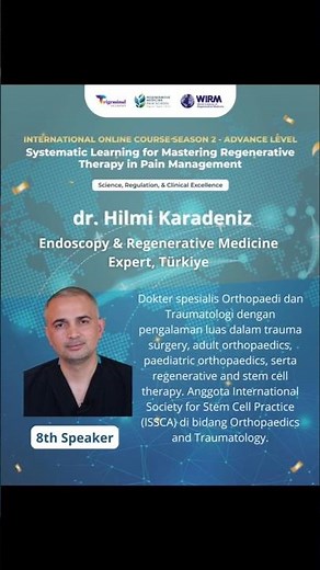 TOPIC: “Regenerative Intervention for Musculoskeletal Problems” International Online Course.