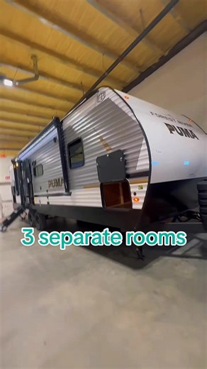 Looking for a travel trailer with three separate rooms? This tow-behind Puma travel trailer checks all the boxes for space, comfort, and versatility. Come see it in person at the North Idaho RV & Outdoor Adventure Expo at the Kootenai County Fairgrounds. Stop by and explore it for yourself at Bobby Combs RV Center—you might just find the perfect RV for your next adventure. 🚐✨