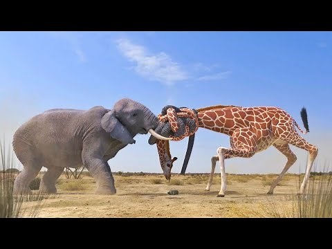 Elephant vs Giraffe Water Fight | Every object | Elephant fight |Fighting giraffes(Elephant giraffe)