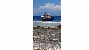 17K views · 319 reactions | BREAKING: A shipping vessel is stuck on a coral reef off the island of Manihiki after running aground late last night. Cook Islands News understands that there have been multiple failed efforts to remove the ship from the reef which was carrying cargo for Manihki and Penrhyn. | Cook Islands News | Facebook