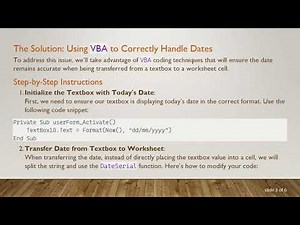 Solving Date Formatting Issues in Excel's Textbox Input with VBA