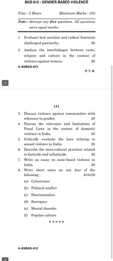 BGS-012 JUNE-2025 QUESTION PAPER IGNOU