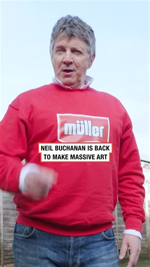 This is the comeback of the year 🎨🔥 Neil Buchanan goes full creative mode, crafting a huge masterpiece using Müller Corner Originals Rhubarb Crumble Inspired yogurts and is taking us straight back to 90s nostalgia 📼 Did this unlock a core memory?💭 | Müller UK & Ireland