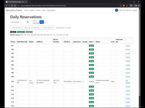 Reservation Tracker – ASP.NET Core MVC Motel Reservation System Demo