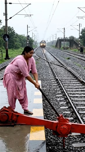 Operating a Manual Railroad Switch for an Oncoming Train!