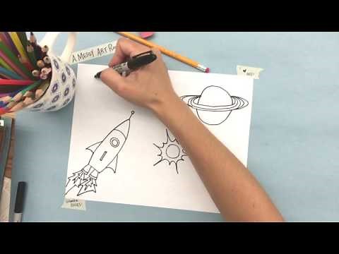 A Messy Art Room: How to Draw a Simple Space Themed Picture